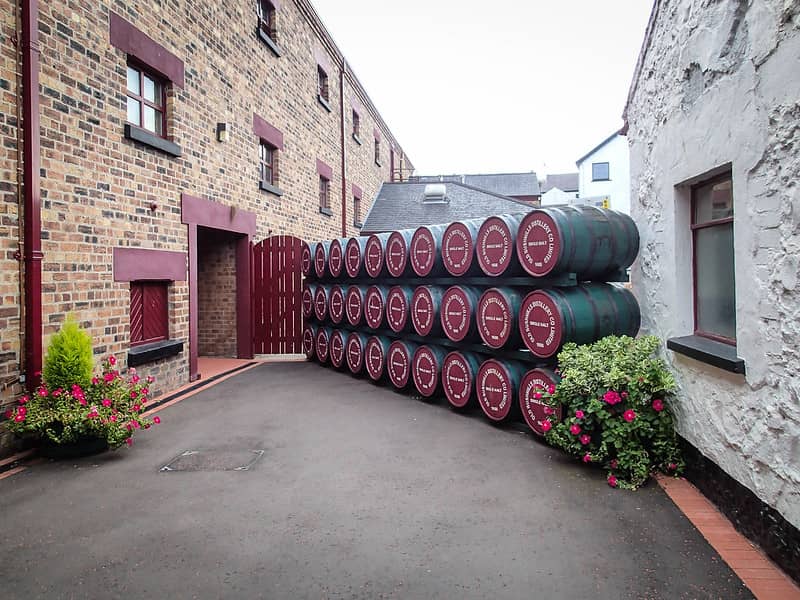 Bushmills Whiskey Distillery with Barrels stacked up